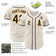 Custom Cream Brown-Gold Authentic Baseball Jersey Custom Cream Brown-Gold Authentic Baseball Jersey