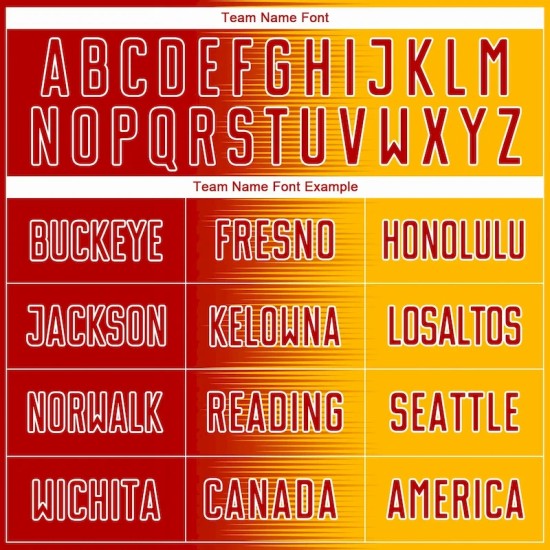 Custom Red Gold-White Gradient Line Sublimation Soccer Uniform Jersey