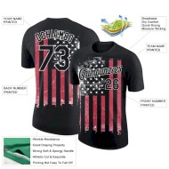 Custom Black Red-White 3D American Flag Performance T-Shirt Custom Black Red-White 3D American Flag Performance T-Shirt