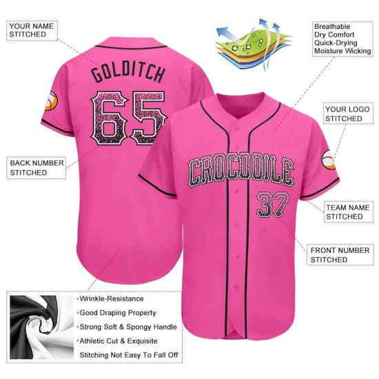 Custom Pink Black-White Authentic Drift Fashion Baseball Jersey Custom Pink Black-White Authentic Drift Fashion Baseball Jersey