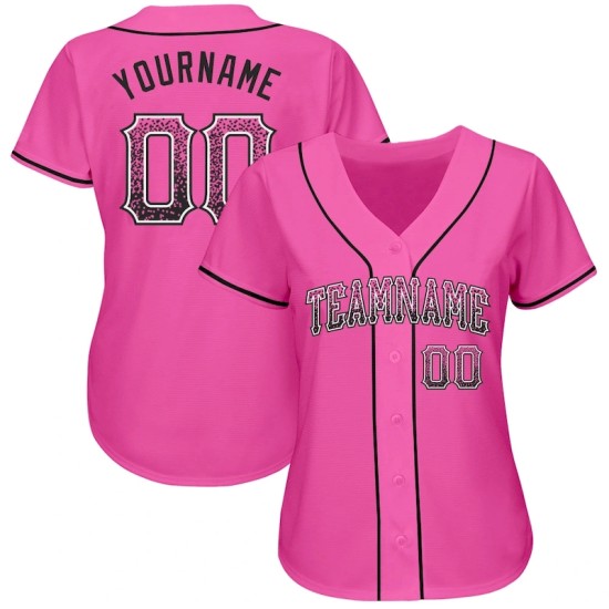 Custom Pink Black-White Authentic Drift Fashion Baseball Jersey Custom Pink Black-White Authentic Drift Fashion Baseball Jersey