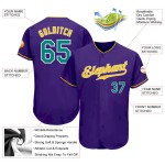 Custom Purple Aqua-Gold Authentic Baseball Jersey Custom Purple Aqua-Gold Authentic Baseball Jersey