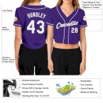 Custom Women's Purple White-Gray V-Neck Cropped Baseball Jersey