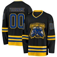 Custom Black Royal-Gold Hockey Jersey Custom Black Royal-Gold Hockey Jersey