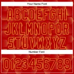 Custom Red Gold 3D Pattern Design Halftone Geometric Shapes Authentic Baseball Jersey