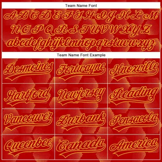 Custom Red Gold 3D Pattern Design Halftone Geometric Shapes Authentic Baseball Jersey