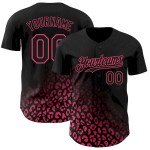 Custom Black Neon Pink 3D Pattern Design Leopard Print Fade Fashion Authentic Baseball Jersey