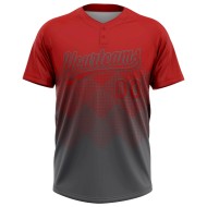Custom Red Steel Gray 3D Gradient Square Shape Two-Button Unisex Softball Jersey