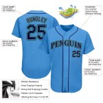 Custom Powder Blue Navy-Teal Authentic Baseball Jersey